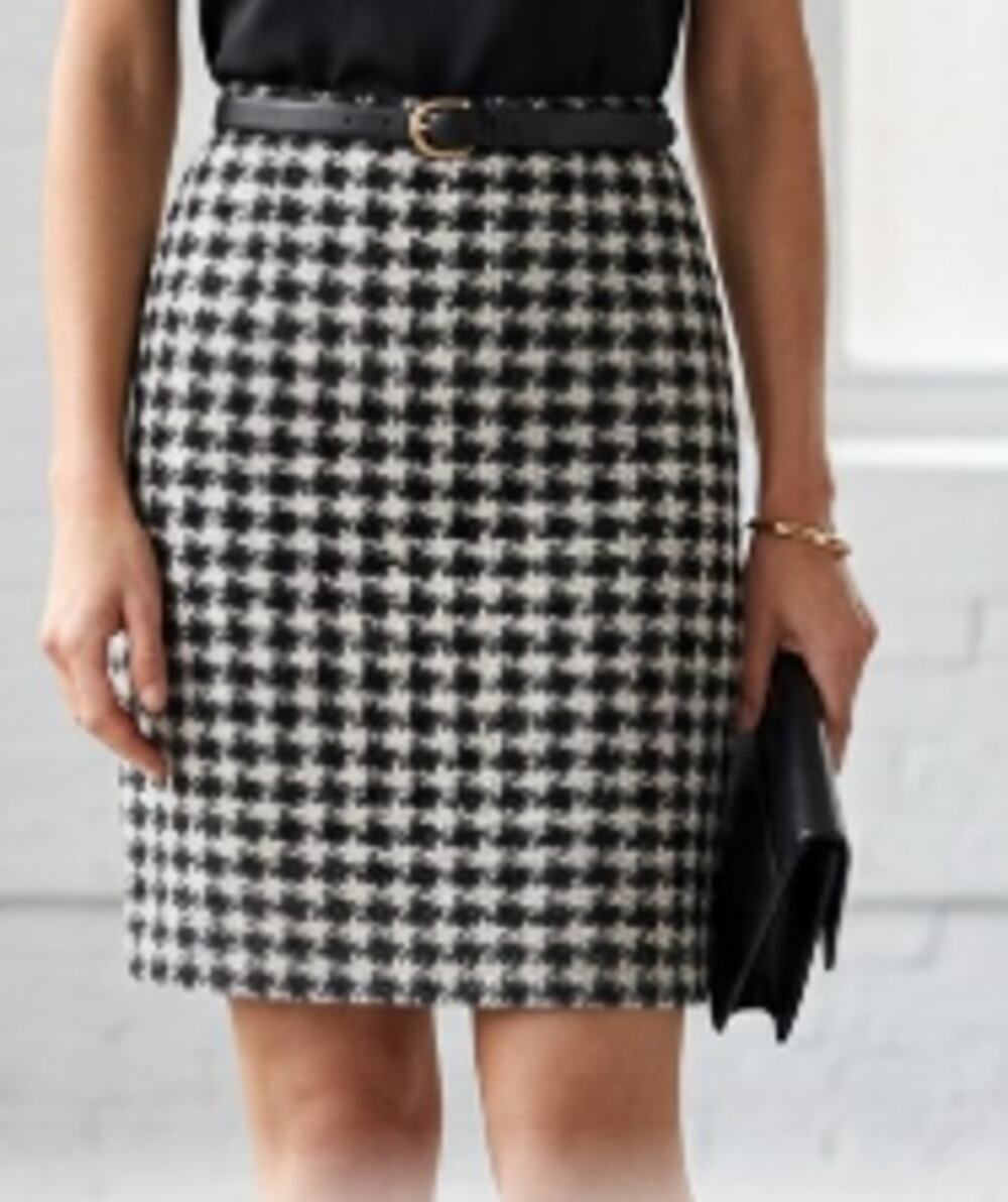 Ann Taylor Houndstooth Wool Blend Pencil Skirt sz 2 Petite